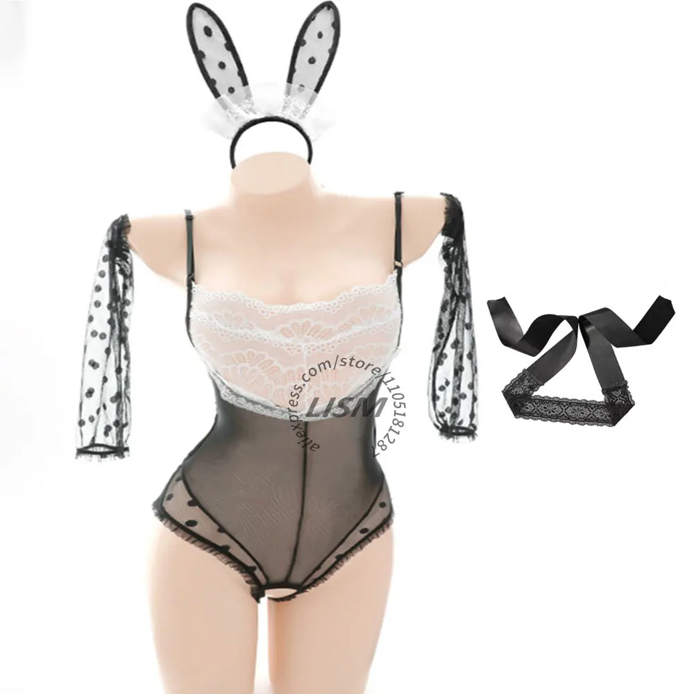 LISM Women's Sexy Bunny Girl Lingerie Set Lace Sheer Polka Dot Mesh Bodysuit with Headband Sleeves for Cosplay Role Play
LISM Women's Sexy Bunny Girl Lingerie Set Lace Sheer Polka Dot Mesh Bodysuit with Headband Sleeves for Cosplay Role Play