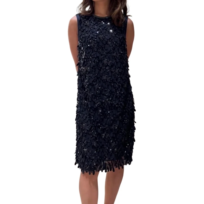 23 Years New Elegant Black Dress Autumn and Winter Shining Machine Embroidery Water Drops Sequins Dress Dress
23 Years New Elegant Black Dress Autumn and Winter Shining Machine Embroidery Water Drops Sequins Dress Dress