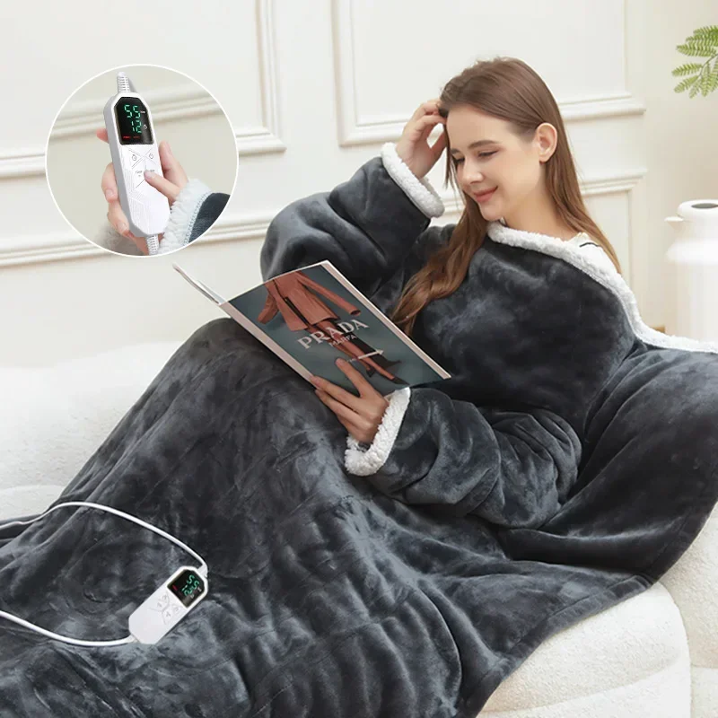 127x177CM Wearable Heated Blanket Sleeves Design Flannel Machine Washable 8 Gears for Home Office Comfort Heated Warm Blanket
127x177CM Wearable Heated Blanket Sleeves Design Flannel Machine Washable 8 Gears for Home Office Comfort Heated Warm Blanket