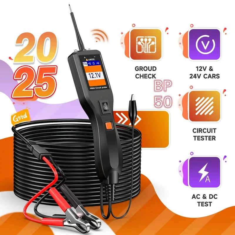 ANCEL PB50 12V/24V Power Circuit Probe Tester 13FT Automotive Diagnostic Tool AC DC Voltage Short Finder Engine Analyzer LCD
ANCEL PB50 12V/24V Power Circuit Probe Tester 13FT Automotive Diagnostic Tool AC DC Voltage Short Finder Engine Analyzer LCD