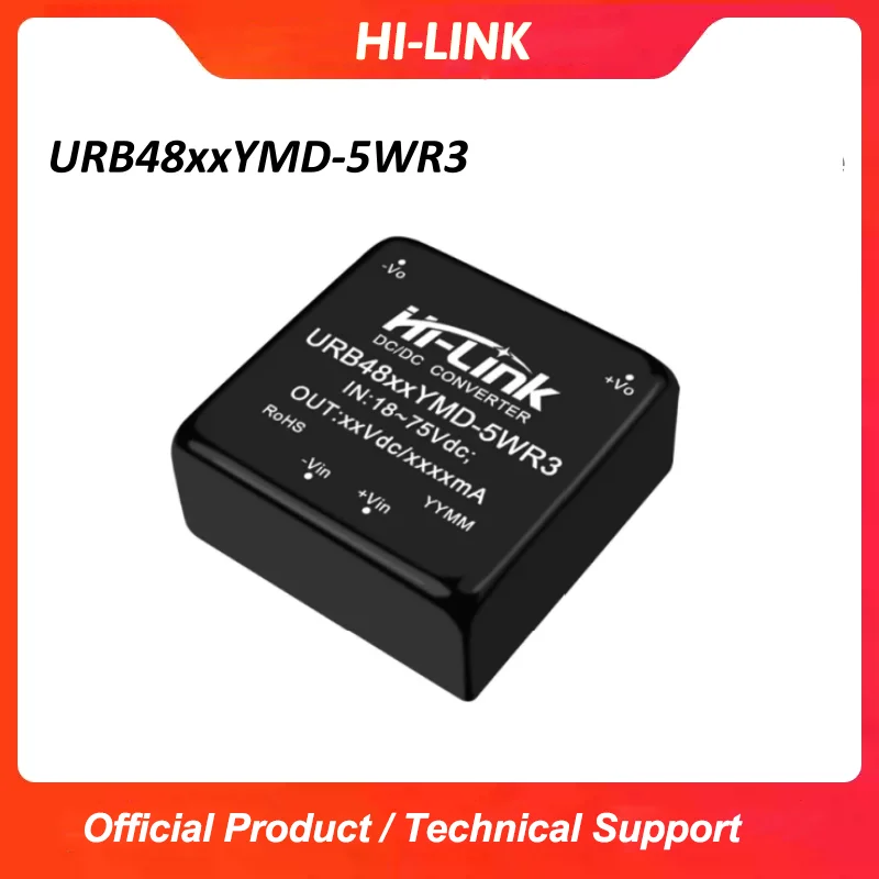 Hilink URB4812YMD-5WR3 5W Isolated DC-DC Converter 18-75V Ultra Wide Input 1500VDC Isolation Dual Output Industrial Power Module
Hilink URB4812YMD-5WR3 5W Isolated DC-DC Converter 18-75V Ultra Wide Input 1500VDC Isolation Dual Output Industrial Power Module