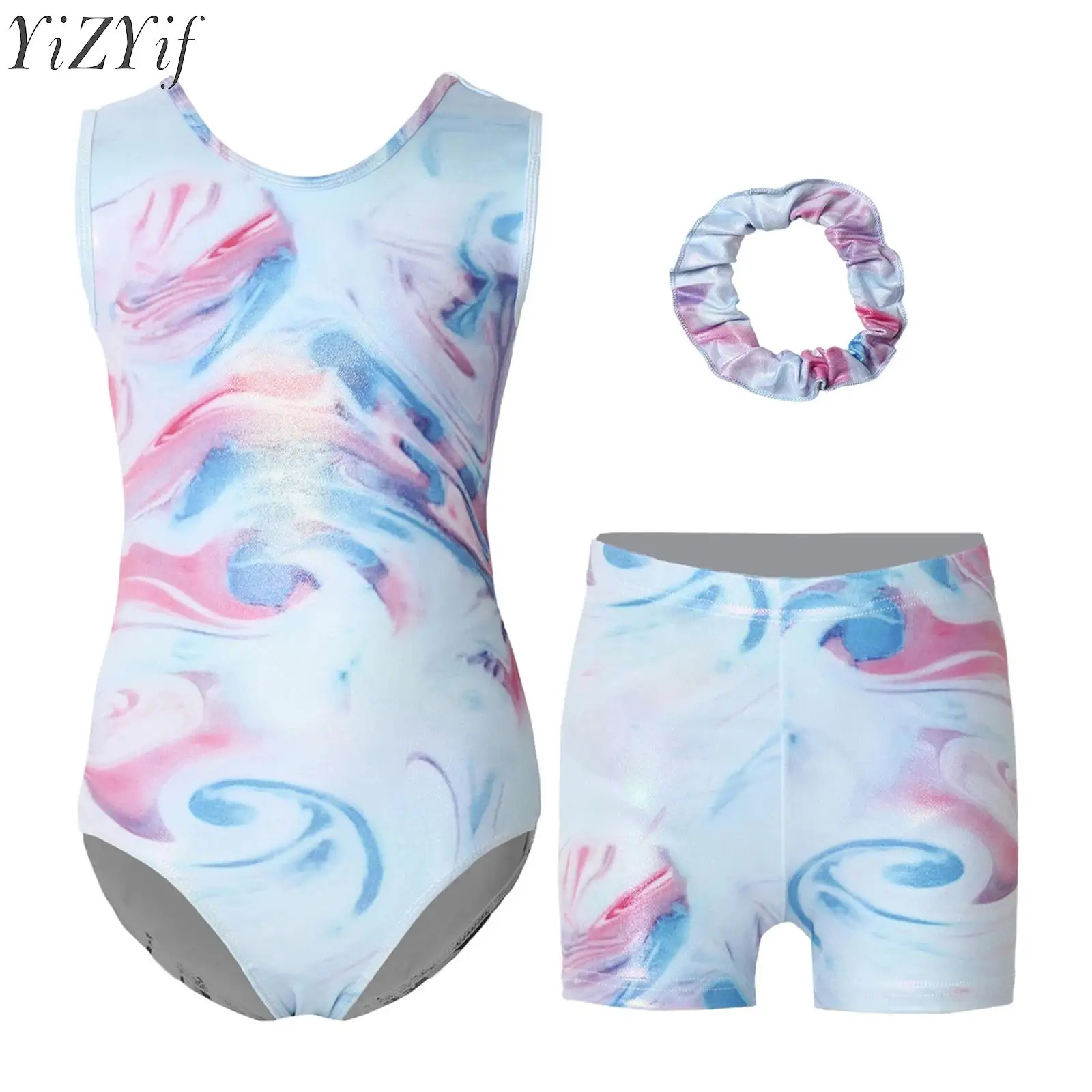 Kids Girls Printed Metallic Ballet Gymnastics Dance Outfit Sleeveless Leotard with Shots and Hairband Suits for Dance Team Comp
Kids Girls Printed Metallic Ballet Gymnastics Dance Outfit Sleeveless Leotard with Shots and Hairband Suits for Dance Team Comp
