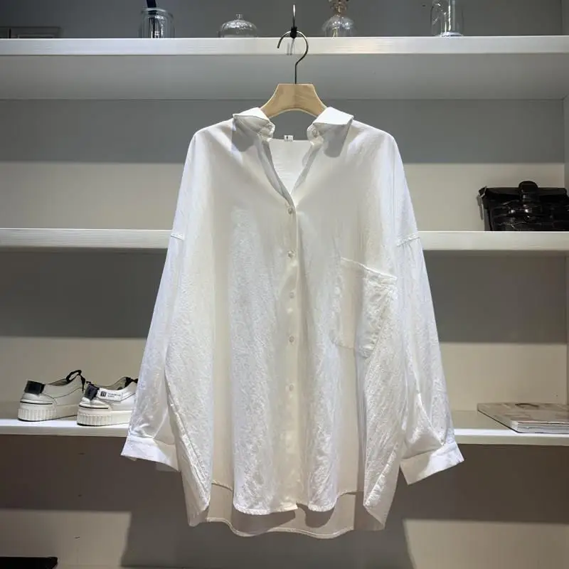 White Lazy Style Shirt Tops Women's Spring Summer New Korean Long Sleeve Polo Neck Loose Elegant Blouse Fashion Casual Clothing
White Lazy Style Shirt Tops Women's Spring Summer New Korean Long Sleeve Polo Neck Loose Elegant Blouse Fashion Casual Clothing