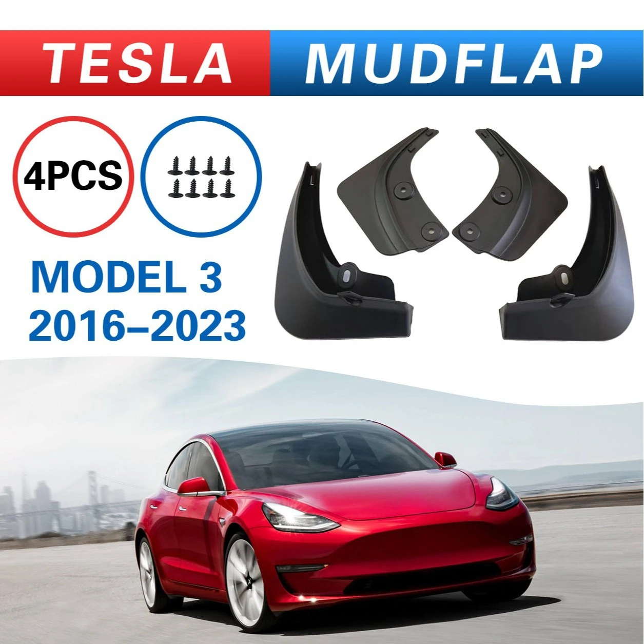 Matte Black/Painted Mudguard Pattern Splash Guards Mud Flaps For Tesla Model 3 2016 Mudflaps No Need to Drill Holes
Matte Black/Painted Mudguard Pattern Splash Guards Mud Flaps For Tesla Model 3 2016 Mudflaps No Need to Drill Holes