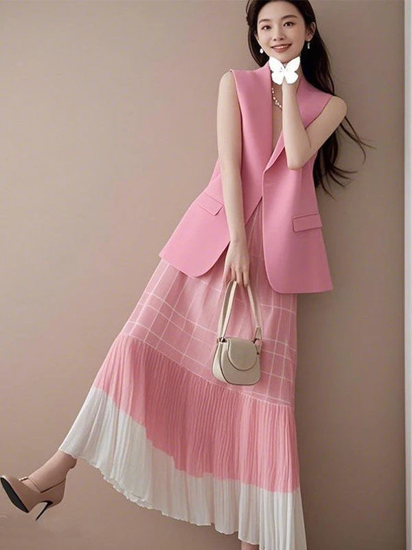 2025 Summer New French Style Luxury Suit Women Elegant Pink Blazer Vest Midi Skirt 2 Piece Set Chic Office Casual Outfit Trendy
2025 Summer New French Style Luxury Suit Women Elegant Pink Blazer Vest Midi Skirt 2 Piece Set Chic Office Casual Outfit Trendy