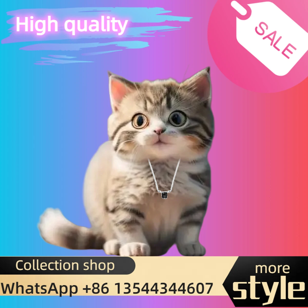 Kitten Accessories 2025 New Spanish original jewelry Black Zircon necklace temperament high quality gift for senior ladies
Kitten Accessories 2025 New Spanish original jewelry Black Zircon necklace temperament high quality gift for senior ladies