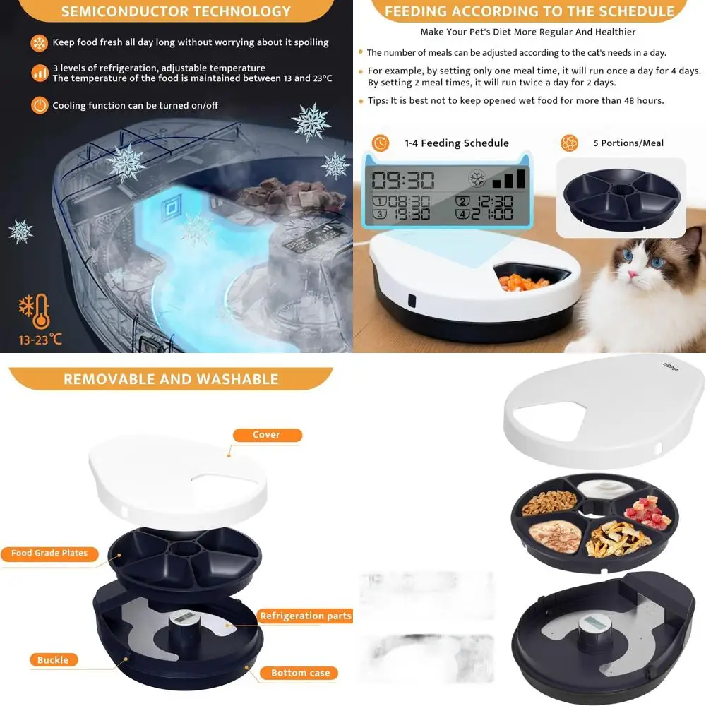 Автоматический дозатор кормления для кошек с охлаждением, 5 отделений, таймер, емкость 330 г, моющиеся тарелки
Автоматический дозатор кормления для кошек с охлаждением, 5 отделений, таймер, емкость 330 г, моющиеся тарелки
