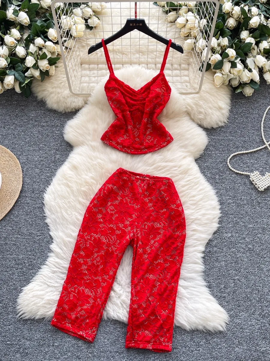 Foamlina Trendy Lace Mesh Halter Bandeau Set Women European High Quality Mature Style Lady's High Waist Slim Fit Shorts Outfit
Foamlina Trendy Lace Mesh Halter Bandeau Set Women European High Quality Mature Style Lady's High Waist Slim Fit Shorts Outfit