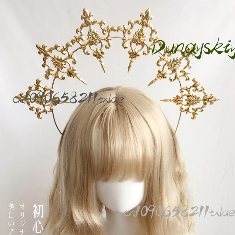 #@$Gothic Lolita Halo Crown Victorian Dark Angel Headpiece with Cross Pearl Halloween cos Elegant Vampire Queen Accessory
#@$Gothic Lolita Halo Crown Victorian Dark Angel Headpiece with Cross Pearl Halloween cos Elegant Vampire Queen Accessory