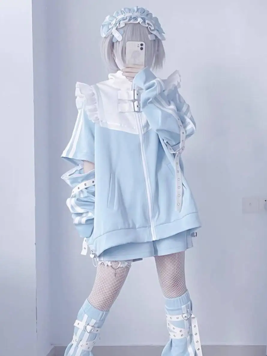 Bionic Angel Short Sleeve Sweatshirt Jacket with Detachable Two-Way Wear Leggings And Shorts Set Cute Soft Girl Outfit
Bionic Angel Short Sleeve Sweatshirt Jacket with Detachable Two-Way Wear Leggings And Shorts Set Cute Soft Girl Outfit