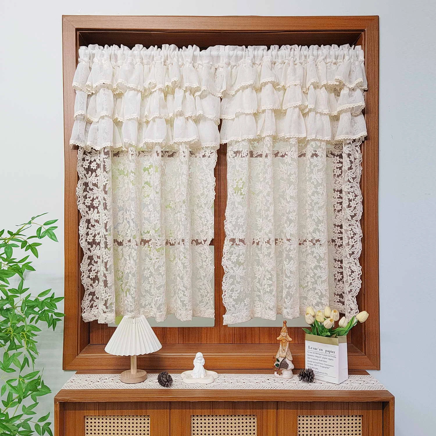 Korean Style Beautiful Lace Beige Sheer Curtain,Specially Designed With 3-layer Pleated Sheer Voile For Windows,Home Drapes
Korean Style Beautiful Lace Beige Sheer Curtain,Specially Designed With 3-layer Pleated Sheer Voile For Windows,Home Drapes