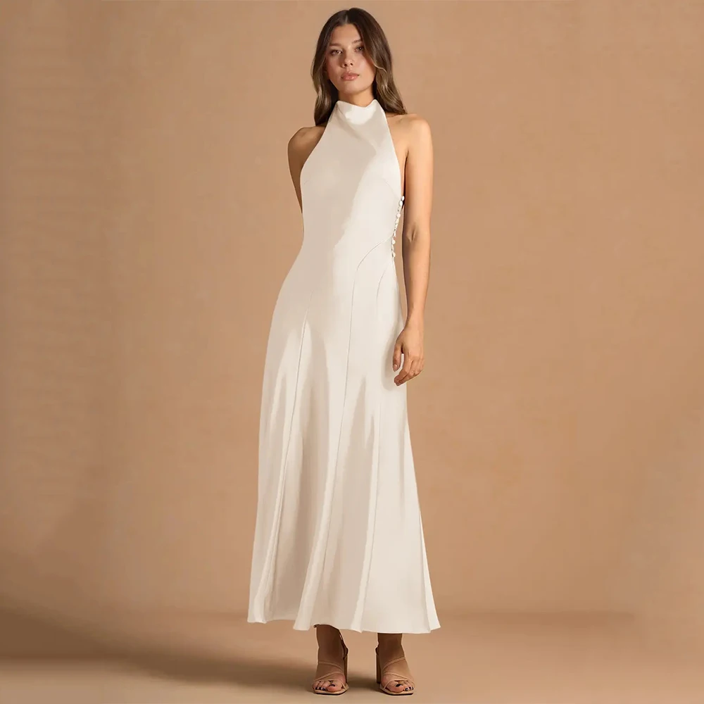 Customized White High Quality Satin Wedding Dress O-Neck for Floor-Length A-Line Backless for Formal Evening Vestidos De Fiesta
Customized White High Quality Satin Wedding Dress O-Neck for Floor-Length A-Line Backless for Formal Evening Vestidos De Fiesta