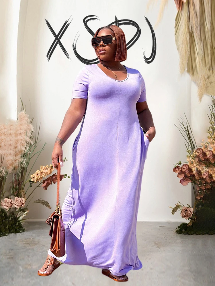 Chic and Elegant Woman Dress Short Sleeve Summer New In Dresses Solid Color Loose Long Dress Plus Size Wholesale Dropshipping
Chic and Elegant Woman Dress Short Sleeve Summer New In Dresses Solid Color Loose Long Dress Plus Size Wholesale Dropshipping