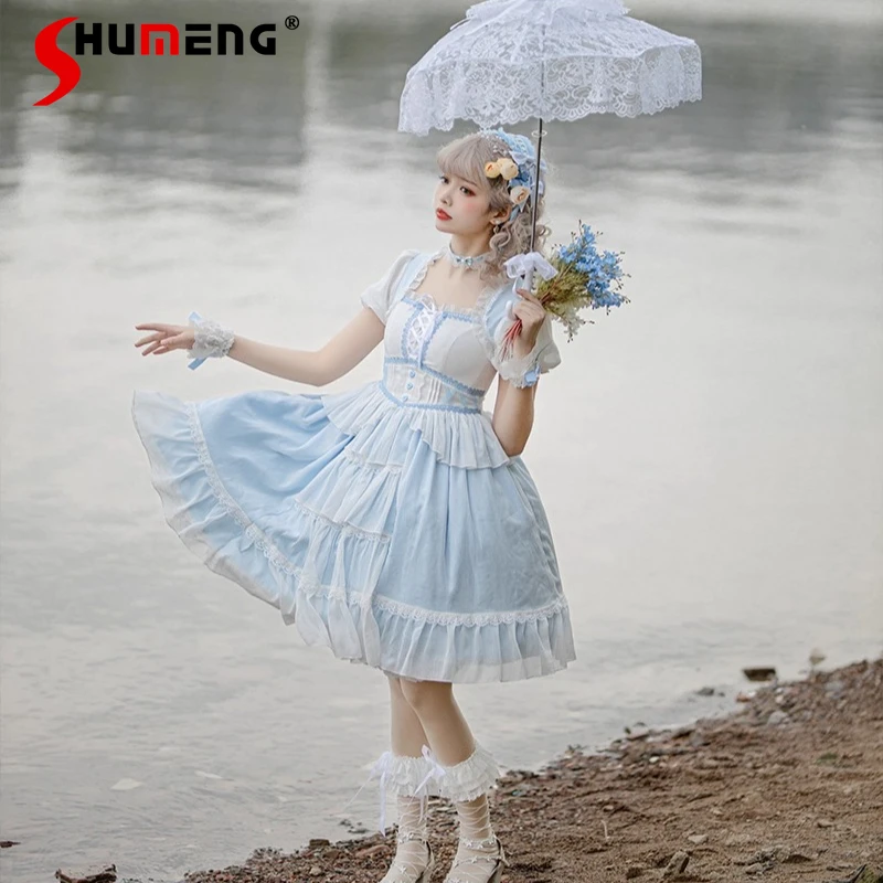 Original Japanese Style Sweet Cute Girl Square Neck Lace-up Bow Puff Sleeve High Waist A-line Kawaii Lolita Short Dress Women
Original Japanese Style Sweet Cute Girl Square Neck Lace-up Bow Puff Sleeve High Waist A-line Kawaii Lolita Short Dress Women