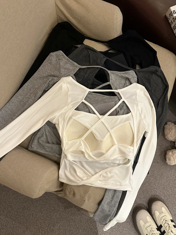 Cross Ba Long Sve T-irt Women's Hollow out Design Large Collar Top with Chest Pad Commute Sle Korean Version Slim Fit
Cross Ba Long Sve T-irt Women's Hollow out Design Large Collar Top with Chest Pad Commute Sle Korean Version Slim Fit