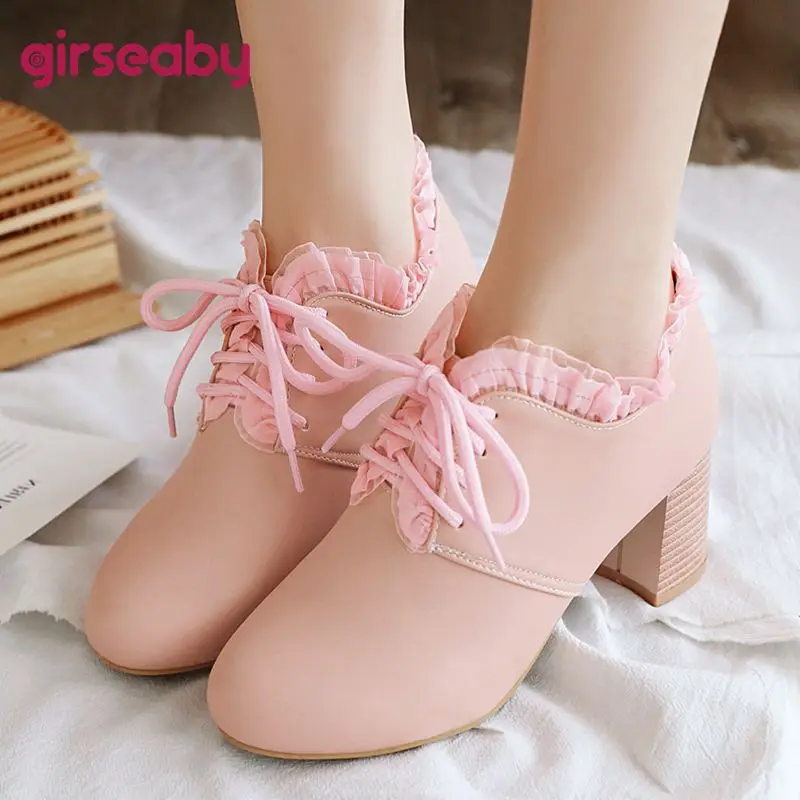 Girseaby 2025 Sweet Female Pumps Round Toe Chunky Heels 7cm Lace Up Large Size 43 44 45 46 Office Lady Daily Soft Women Shoes
Girseaby 2025 Sweet Female Pumps Round Toe Chunky Heels 7cm Lace Up Large Size 43 44 45 46 Office Lady Daily Soft Women Shoes