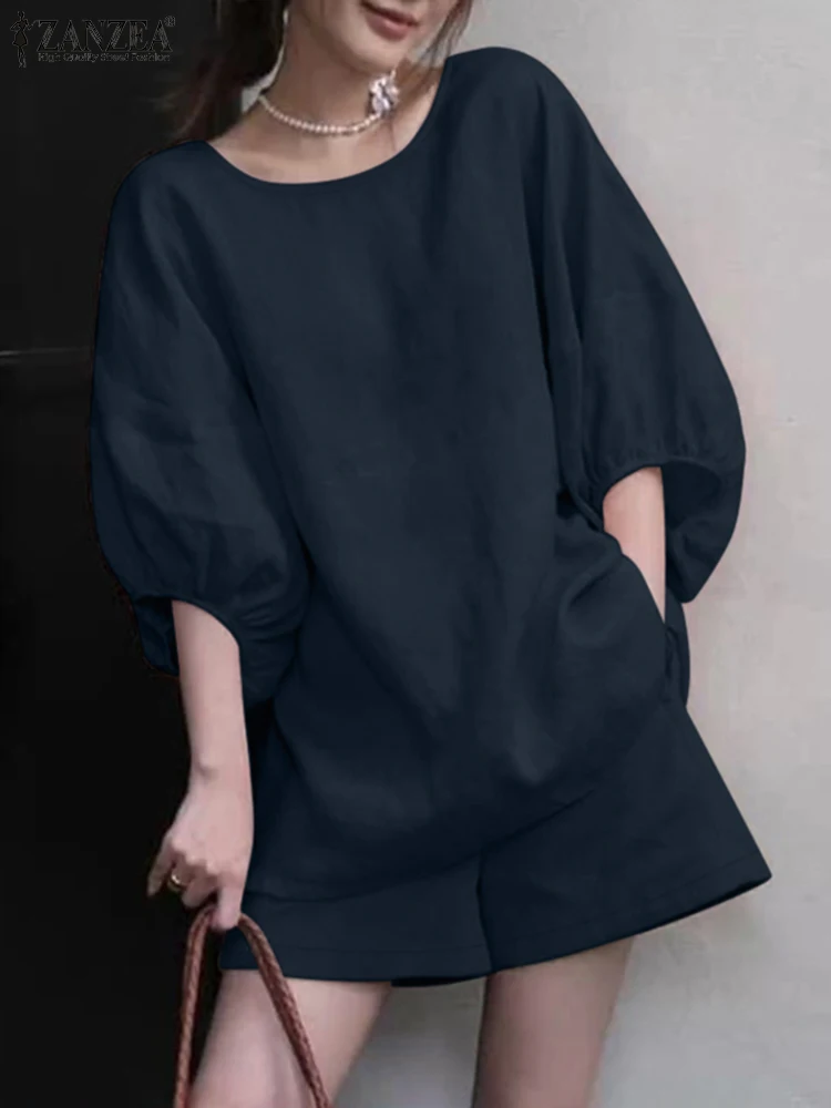 ZANZEA Summer Elegant Women Matching Sets 2PCS Outfits O Neck 3/4 Sleeve Blouse Loose Shorts Suits Casual Solid Work Trackuits
ZANZEA Summer Elegant Women Matching Sets 2PCS Outfits O Neck 3/4 Sleeve Blouse Loose Shorts Suits Casual Solid Work Trackuits