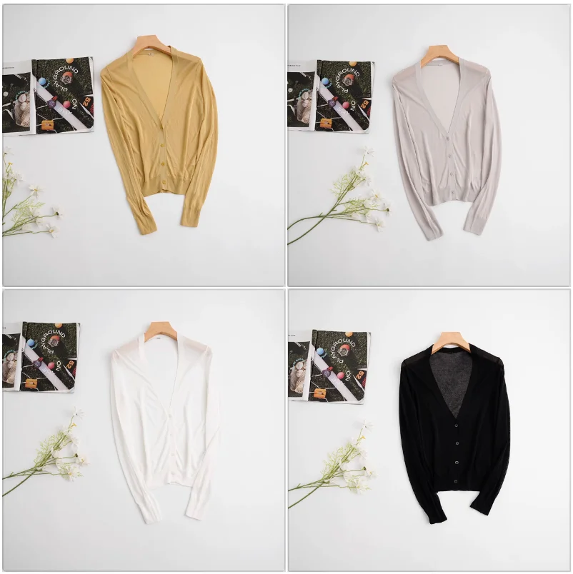 2025 Foreign Trade Original Single Women's Ice Silk Thin Summer V-neck Knitted Cardigan Coat Air Conditioning Sweater
2025 Foreign Trade Original Single Women's Ice Silk Thin Summer V-neck Knitted Cardigan Coat Air Conditioning Sweater