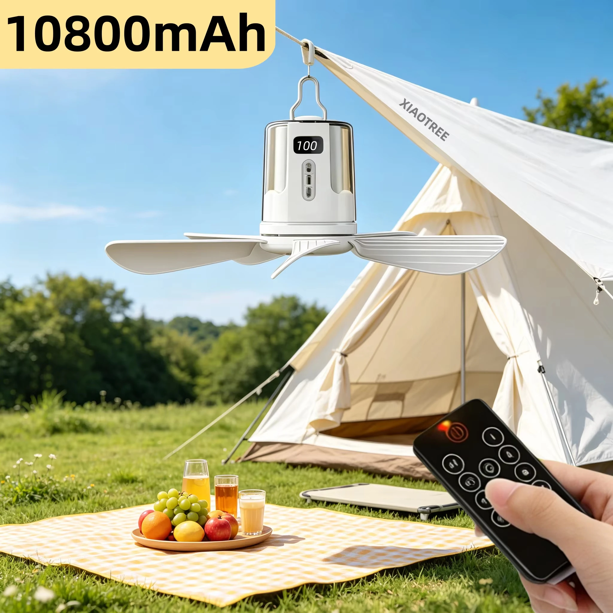 10800mAh Ceiling Fans Portable Camping Fan Tent Air Circulator Cooler Outdoor Rechargeable Electric Fan LED Light Remote Control
10800mAh Ceiling Fans Portable Camping Fan Tent Air Circulator Cooler Outdoor Rechargeable Electric Fan LED Light Remote Control