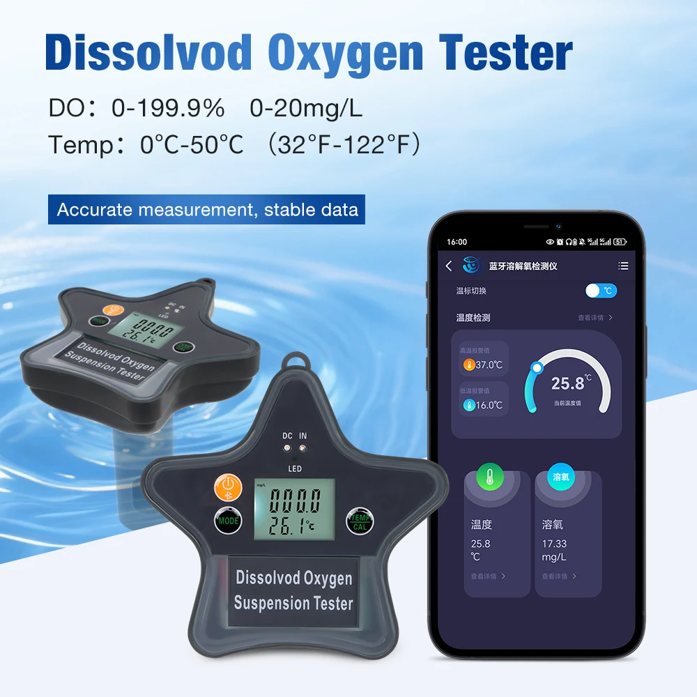 Tuya Bluetooth DO Meter Water Quality Monitor Floating Dissolvod Oxygen Tester 0-20mg/L Smart For Pool Aquariums Fish Tank
Tuya Bluetooth DO Meter Water Quality Monitor Floating Dissolvod Oxygen Tester 0-20mg/L Smart For Pool Aquariums Fish Tank