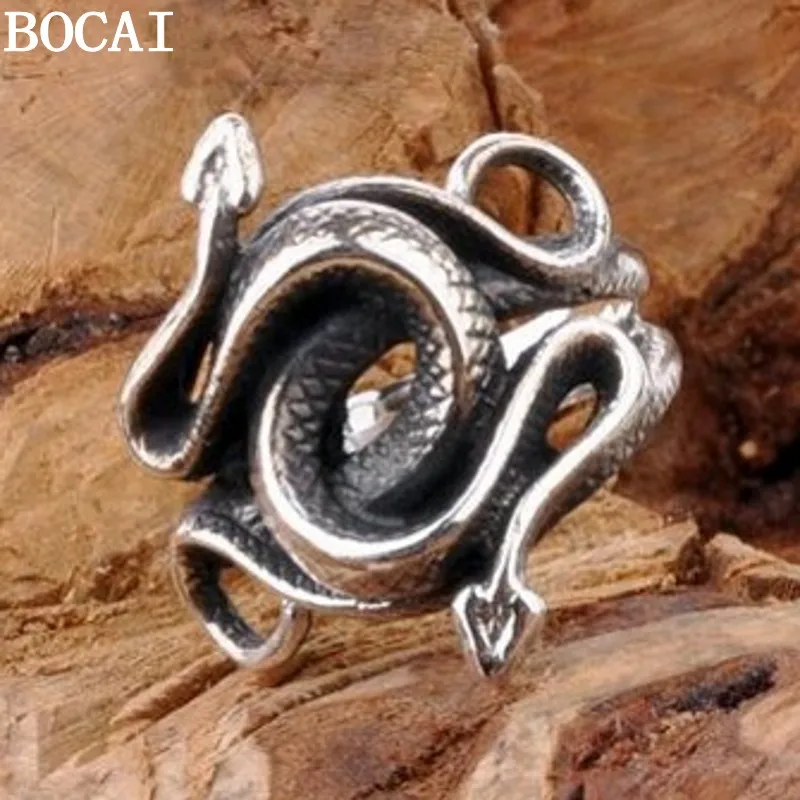 BOCAI NEW S925 Silver Jewelry Trendy Personality Hip-Hop Rock Thai Two-headed Snake Man Ring Birthday Gift
BOCAI NEW S925 Silver Jewelry Trendy Personality Hip-Hop Rock Thai Two-headed Snake Man Ring Birthday Gift