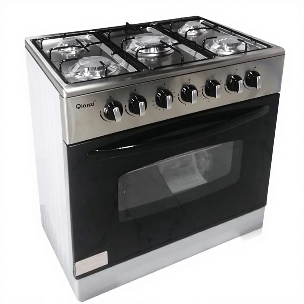 760mm 5 Burner LPG Stove With Oven Electronic Ignition Vertical Design Cross-European & British Standard Plug
760mm 5 Burner LPG Stove With Oven Electronic Ignition Vertical Design Cross-European & British Standard Plug