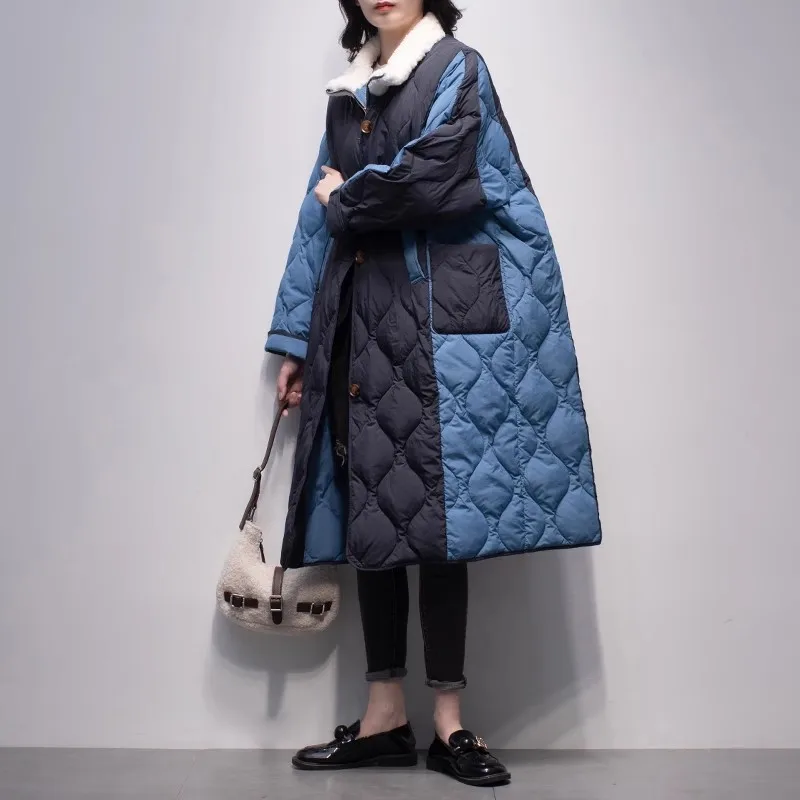 Lamb fur Collar Contrasting down Jacket For women Winter 2025 New Stand collar Thick Coat Female Casual Warm Parka Overcoat
Lamb fur Collar Contrasting down Jacket For women Winter 2025 New Stand collar Thick Coat Female Casual Warm Parka Overcoat