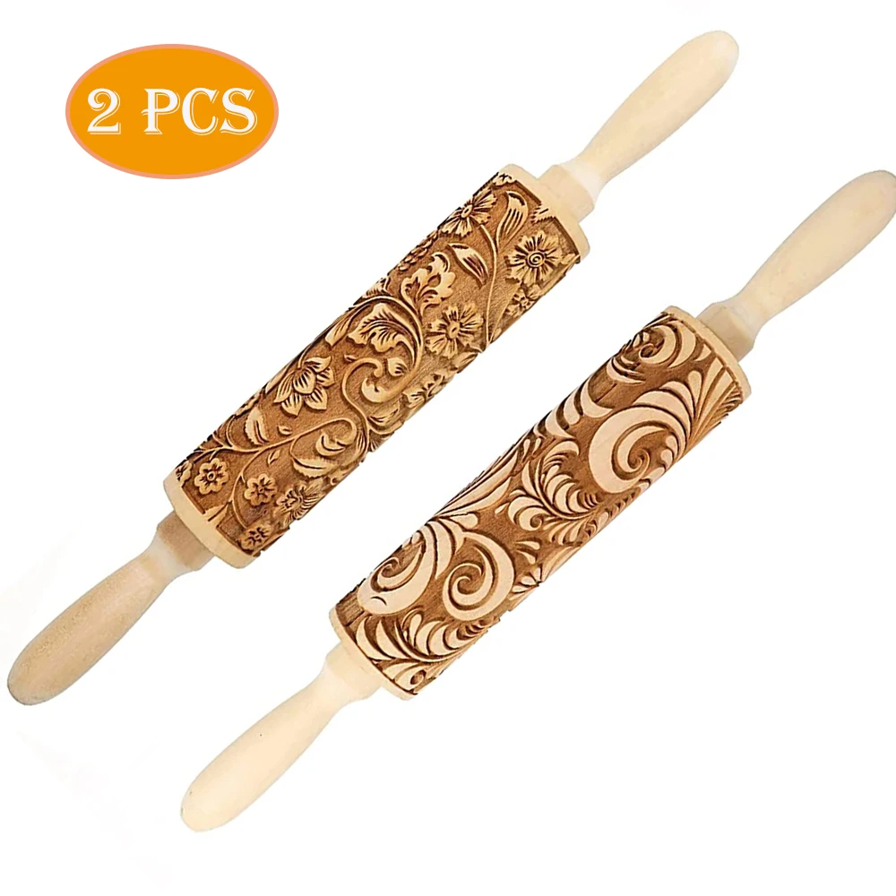 2 Pcs Embossed Rolling Pins for Baking with Design,3D Engraved Rolling Pin with Flowers for Engraved Cookies Roller
2 Pcs Embossed Rolling Pins for Baking with Design,3D Engraved Rolling Pin with Flowers for Engraved Cookies Roller
