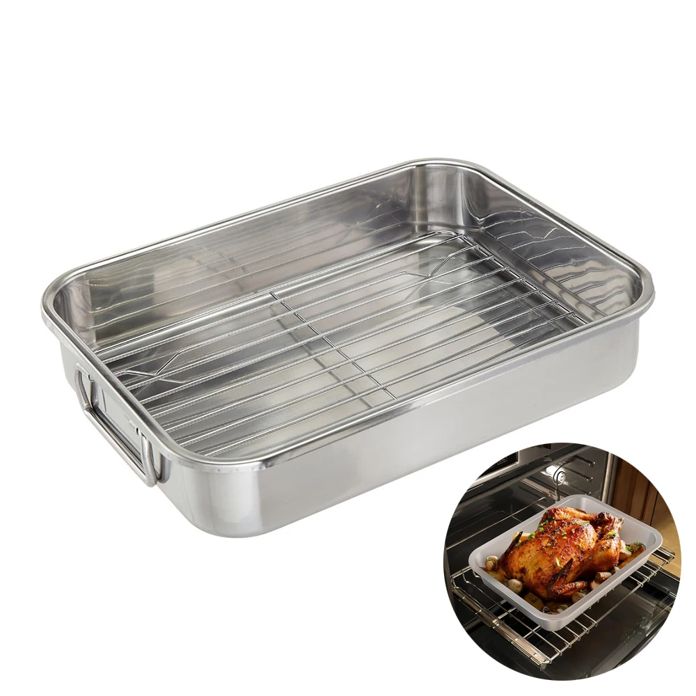 1 Set Stainless Steel Roasting Tin with Rack perfect for roasting large amounts of meat or vegetables for Christmas Kitchen Tool
1 Set Stainless Steel Roasting Tin with Rack perfect for roasting large amounts of meat or vegetables for Christmas Kitchen Tool