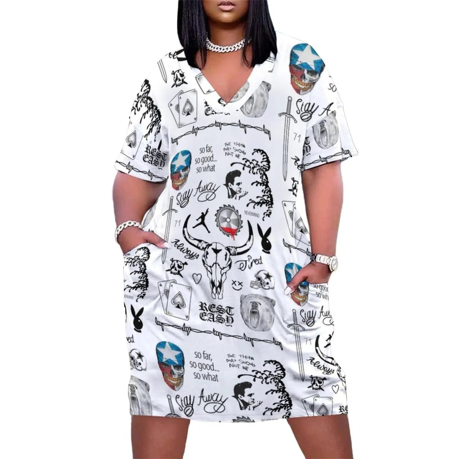 Posty Tattoo Drawings Loose Pocket Dress women's elegant loose dresses women evening dress
Posty Tattoo Drawings Loose Pocket Dress women's elegant loose dresses women evening dress