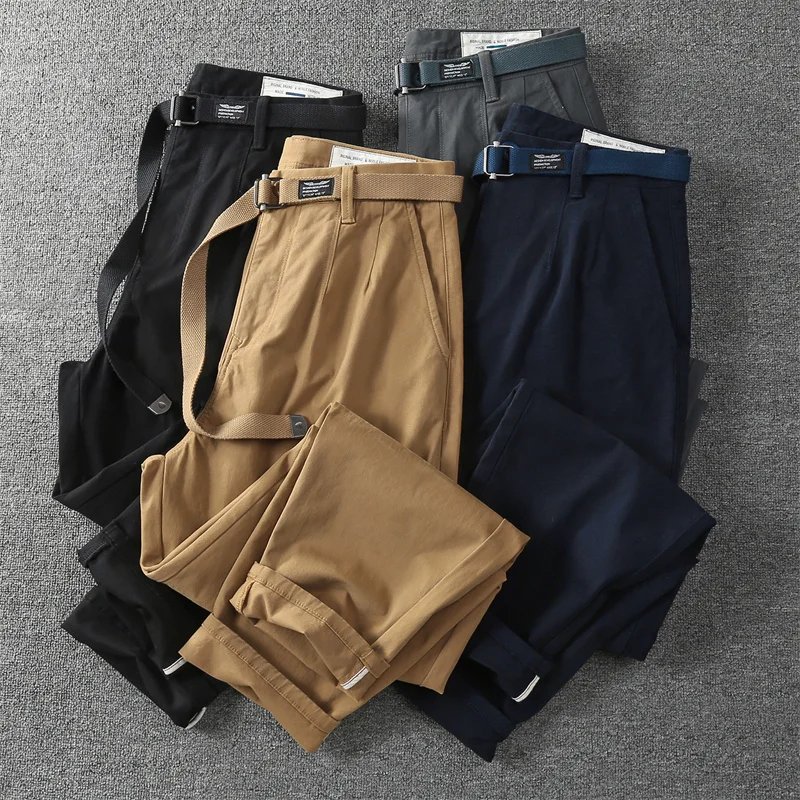 Autumn New American Retro Heavyweight Thick Woven Cargo Pants Men's Fashion 97% Cotton Washed Casual Straight Trousers with Belt
Autumn New American Retro Heavyweight Thick Woven Cargo Pants Men's Fashion 97% Cotton Washed Casual Straight Trousers with Belt
