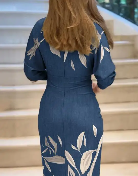 Plants Placement Print Contrast Paneled Deep V-Neck Batwing Sleeve Front Slit Dress Women's Ruched Cinched Waist Vacation Dress
Plants Placement Print Contrast Paneled Deep V-Neck Batwing Sleeve Front Slit Dress Women's Ruched Cinched Waist Vacation Dress