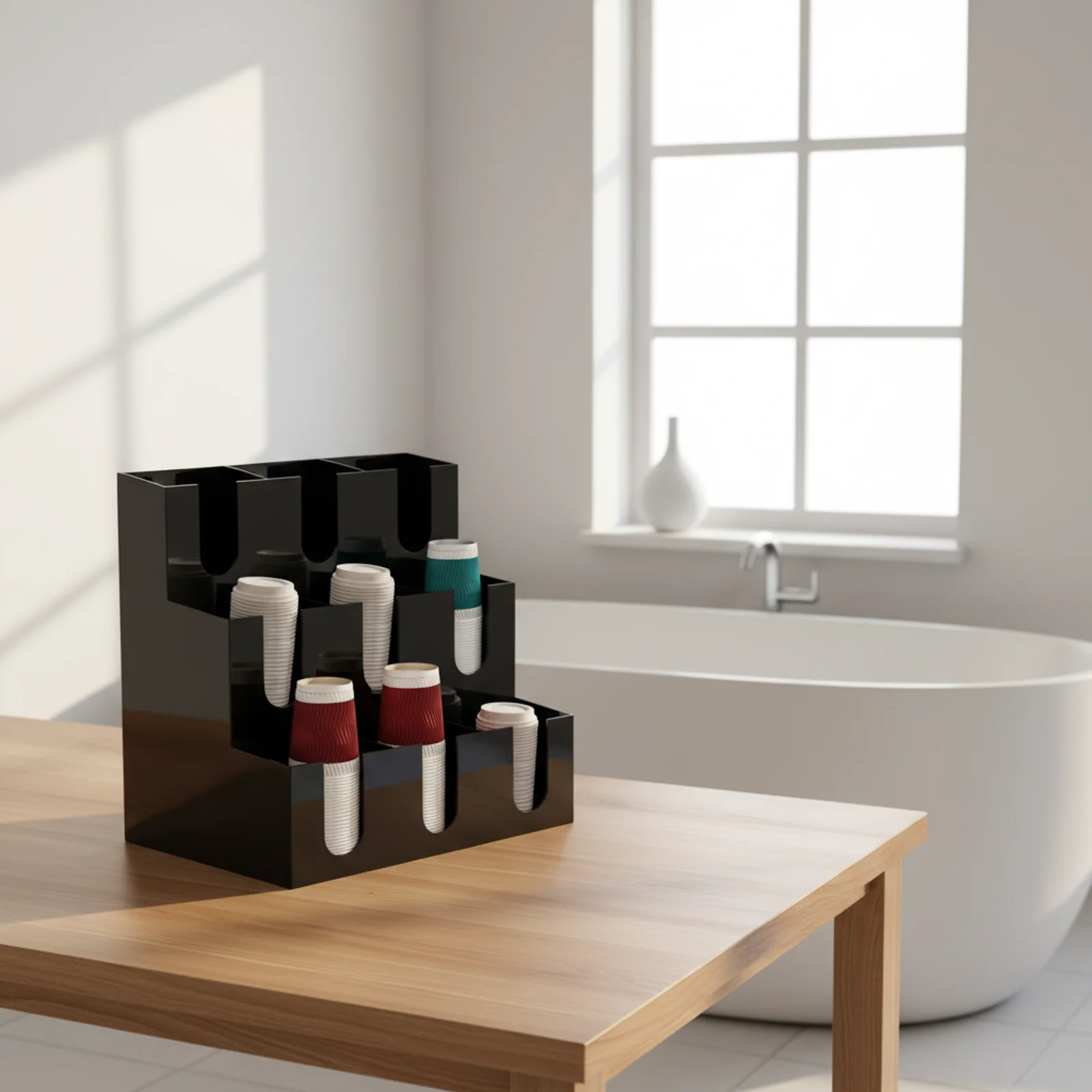 9-Compartment Acrylic Coffee Cup Holder | Black Tabletop Organizer, Fits 9-10cm Cups, No Assembly, Modern Style
9-Compartment Acrylic Coffee Cup Holder | Black Tabletop Organizer, Fits 9-10cm Cups, No Assembly, Modern Style