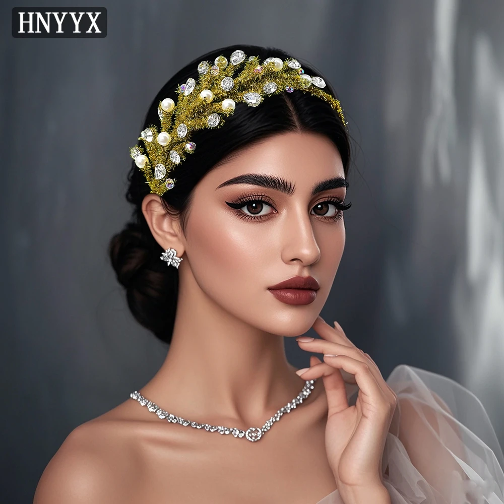 HNYYX Vintage Girl Headband Luxury Rhinestone Headdress with Pearls Yellow Leaves Headpiece Modern Wedding Hair Accessories A372
HNYYX Vintage Girl Headband Luxury Rhinestone Headdress with Pearls Yellow Leaves Headpiece Modern Wedding Hair Accessories A372