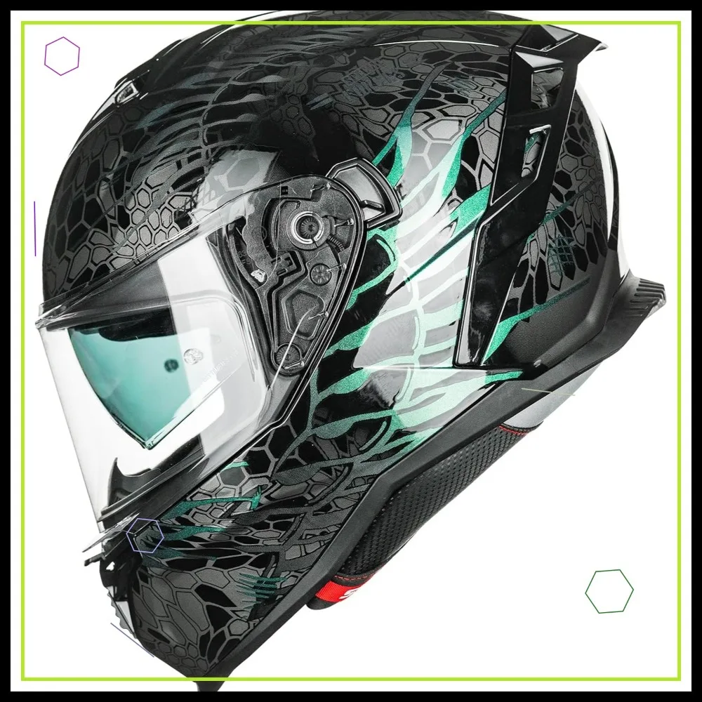 Dual Visor Full Face Motorcycle Helmet DOT ECE Street Racing Helmet for Men Women (Cobra Camaleon Gold, L)
Dual Visor Full Face Motorcycle Helmet DOT ECE Street Racing Helmet for Men Women (Cobra Camaleon Gold, L)