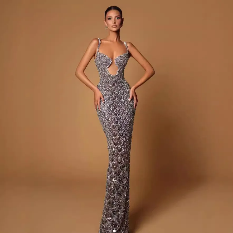 Women Evening Dresses Suspender U-neck Fish Scale Bead Nail Bead High Waist Slim Fit Party Hosting Dress Handmade Dresses
Women Evening Dresses Suspender U-neck Fish Scale Bead Nail Bead High Waist Slim Fit Party Hosting Dress Handmade Dresses