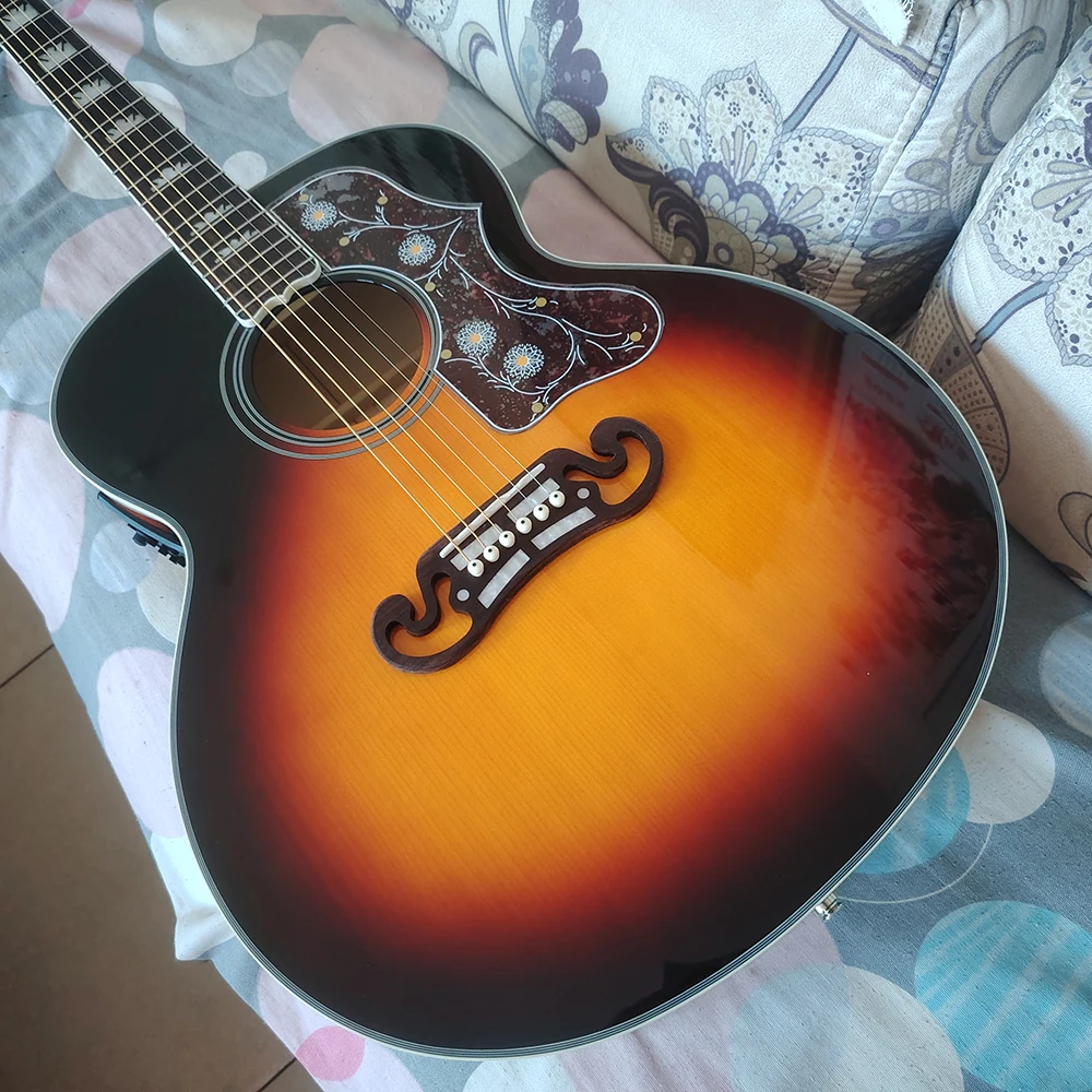 In stock with EQ acoustic acoustic acoustic acoustic guitar, cow bone nut, panel spruce veneer, side back flame maple top,
In stock with EQ acoustic acoustic acoustic acoustic guitar, cow bone nut, panel spruce veneer, side back flame maple top,