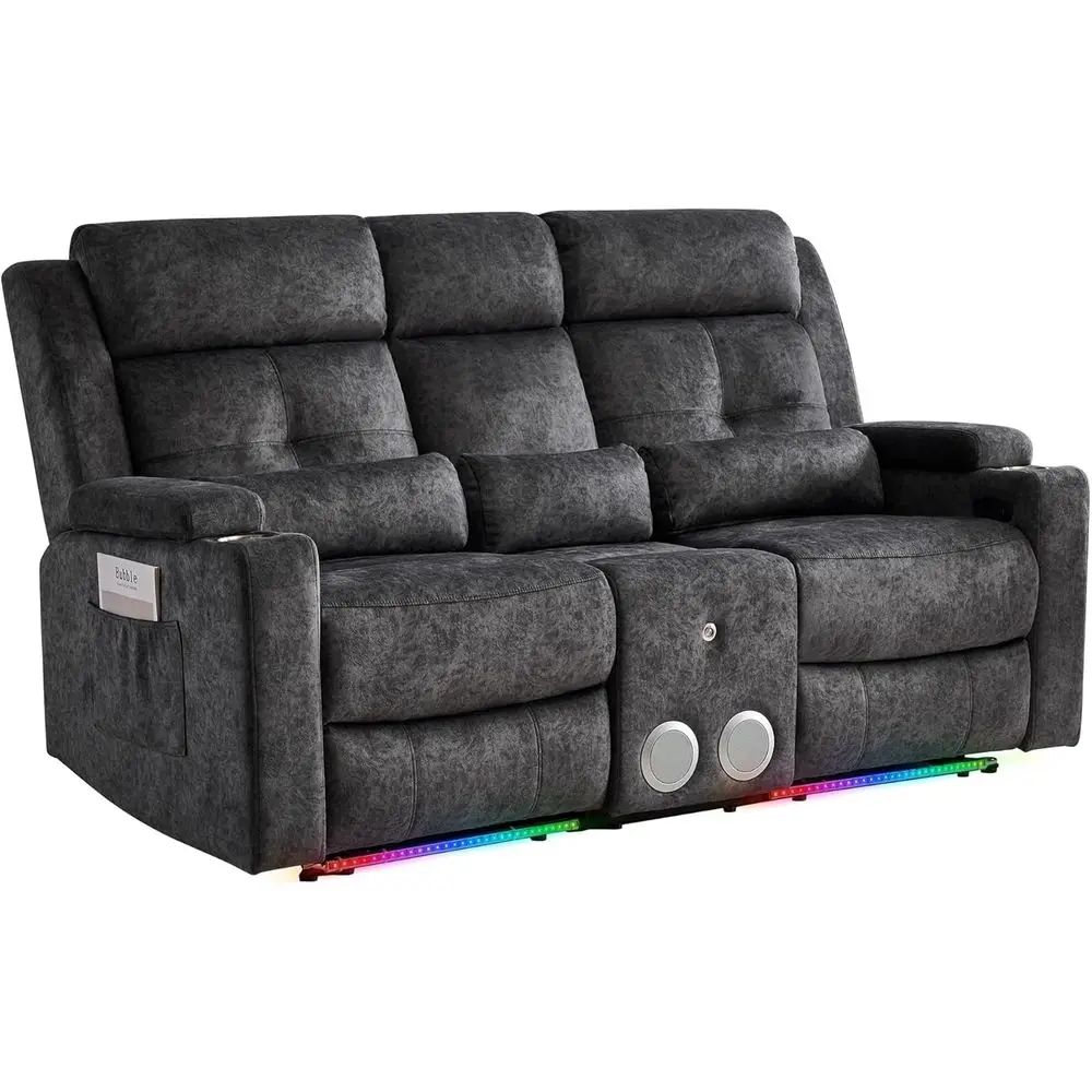 Gray Velvet Reclining Loveseat with Drop-Down Table, One-Touch Recline, LED Lighting, Storage, and Bluetooth Speaker for Living
Gray Velvet Reclining Loveseat with Drop-Down Table, One-Touch Recline, LED Lighting, Storage, and Bluetooth Speaker for Living