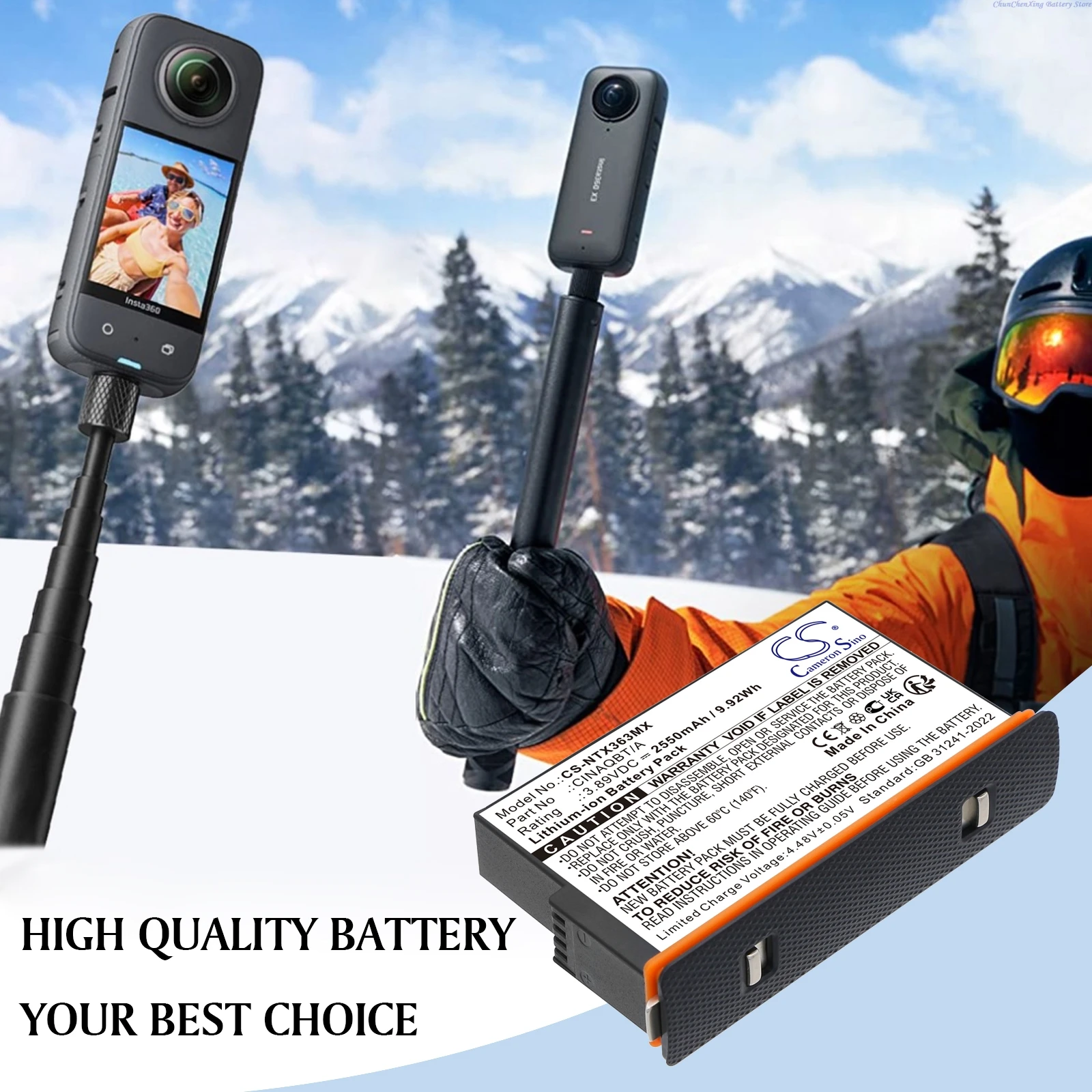 3.89V 1800mAh/2550mAh Camera Battery CINAQBT/A for Insta360 One X3
3.89V 1800mAh/2550mAh Camera Battery CINAQBT/A for Insta360 One X3