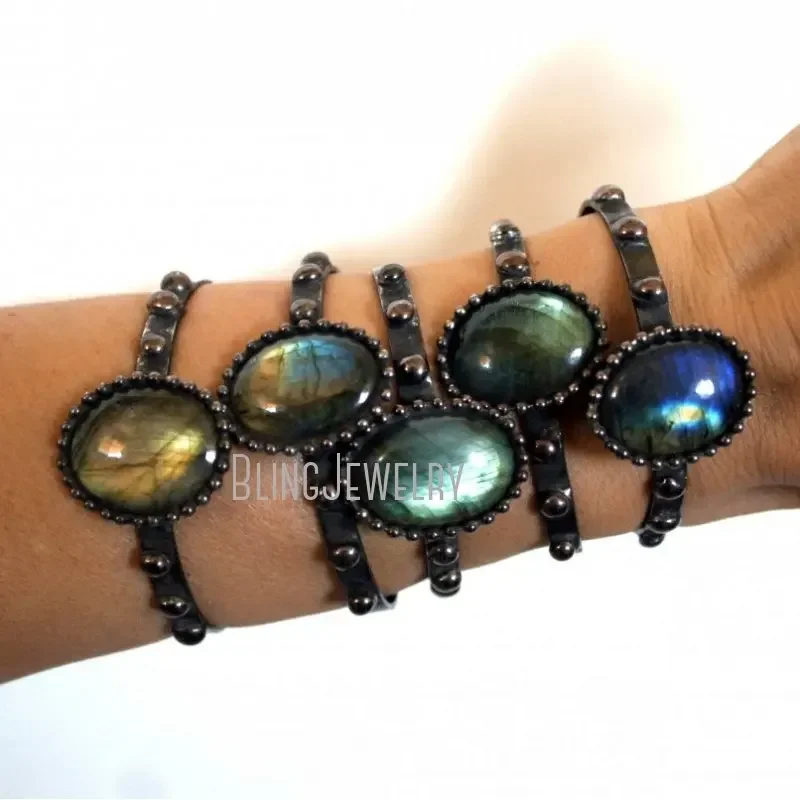 Witchcraft Jewelry Labradorite Cuff Bracelet Rainbow Minimal Bangle Women Stainless Steel
Witchcraft Jewelry Labradorite Cuff Bracelet Rainbow Minimal Bangle Women Stainless Steel