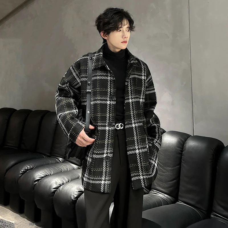 Мужское шерстяное пальто в клетку, длинное, свободного кроя, зимняя верхняя одежда в корейском стиле, повседневное, теплое, средней длины
Мужское шерстяное пальто в клетку, длинное, свободного кроя, зимняя верхняя одежда в корейском стиле, повседневное, теплое, средней длины