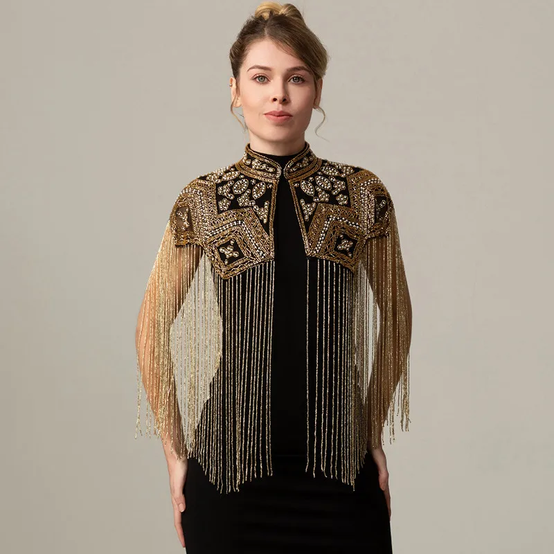 Indian Handmade Beaded Shawl Long Tassel Cloud Shoulder Pad Heavy Work Cape Ancient Style Fashion Show Studio
Indian Handmade Beaded Shawl Long Tassel Cloud Shoulder Pad Heavy Work Cape Ancient Style Fashion Show Studio