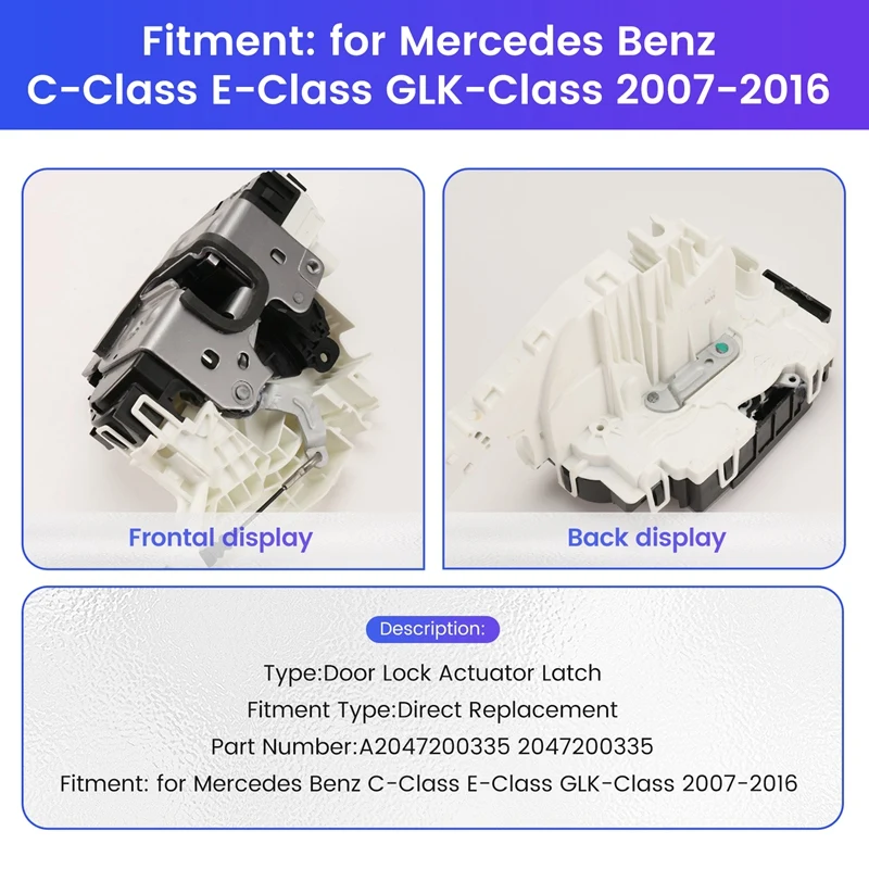 A2047200335 Car Left Door Lock Actuator For Mercedes Benz C-Class E-Class GLK-Class 2007-2016 2047200335
A2047200335 Car Left Door Lock Actuator For Mercedes Benz C-Class E-Class GLK-Class 2007-2016 2047200335