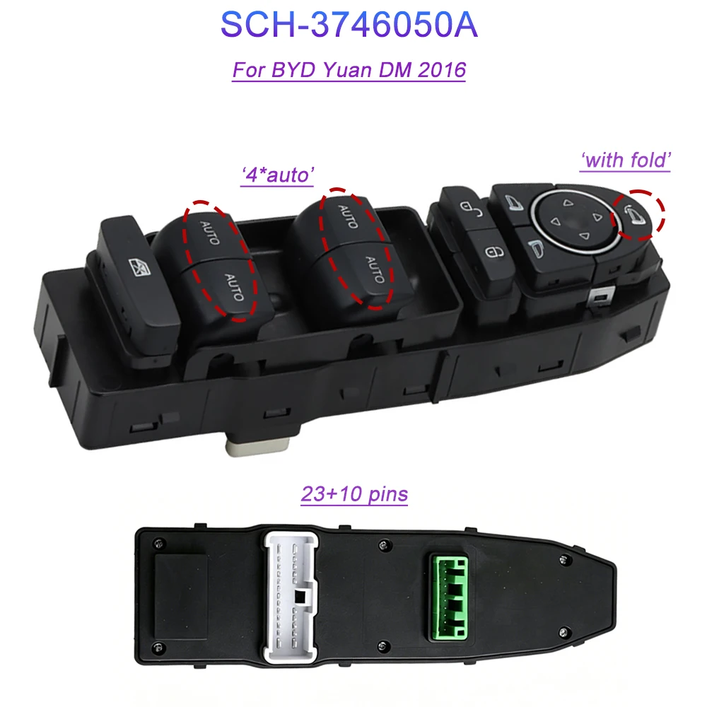 For BYD Yuan DM 2016 High-end Four Door AUTO Glass Lifter Window Switch Botton SCH-3746050A SCH3746050A Car Parts
For BYD Yuan DM 2016 High-end Four Door AUTO Glass Lifter Window Switch Botton SCH-3746050A SCH3746050A Car Parts