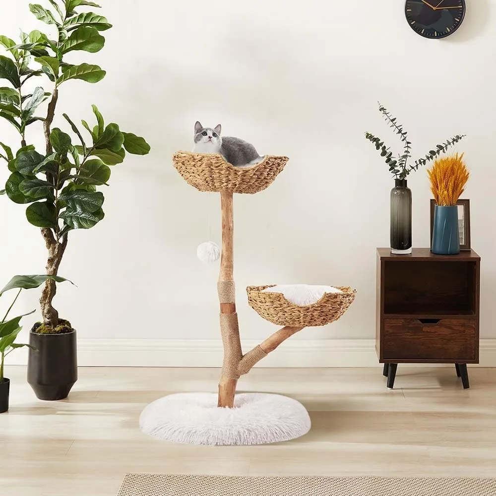 Wood Cat Tree Tower for Large Cats 20lbs, Updated Enlarge 24" Base with Dual Woven Baskets, 41" H Cat Activity Tree
Wood Cat Tree Tower for Large Cats 20lbs, Updated Enlarge 24" Base with Dual Woven Baskets, 41" H Cat Activity Tree