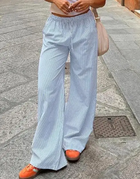 2025 Striped Printed High Waisted Casual Straight Leg Pants for Summer, New Women's Slim Fit Striped Lace Up Straight Leg Pants
2025 Striped Printed High Waisted Casual Straight Leg Pants for Summer, New Women's Slim Fit Striped Lace Up Straight Leg Pants