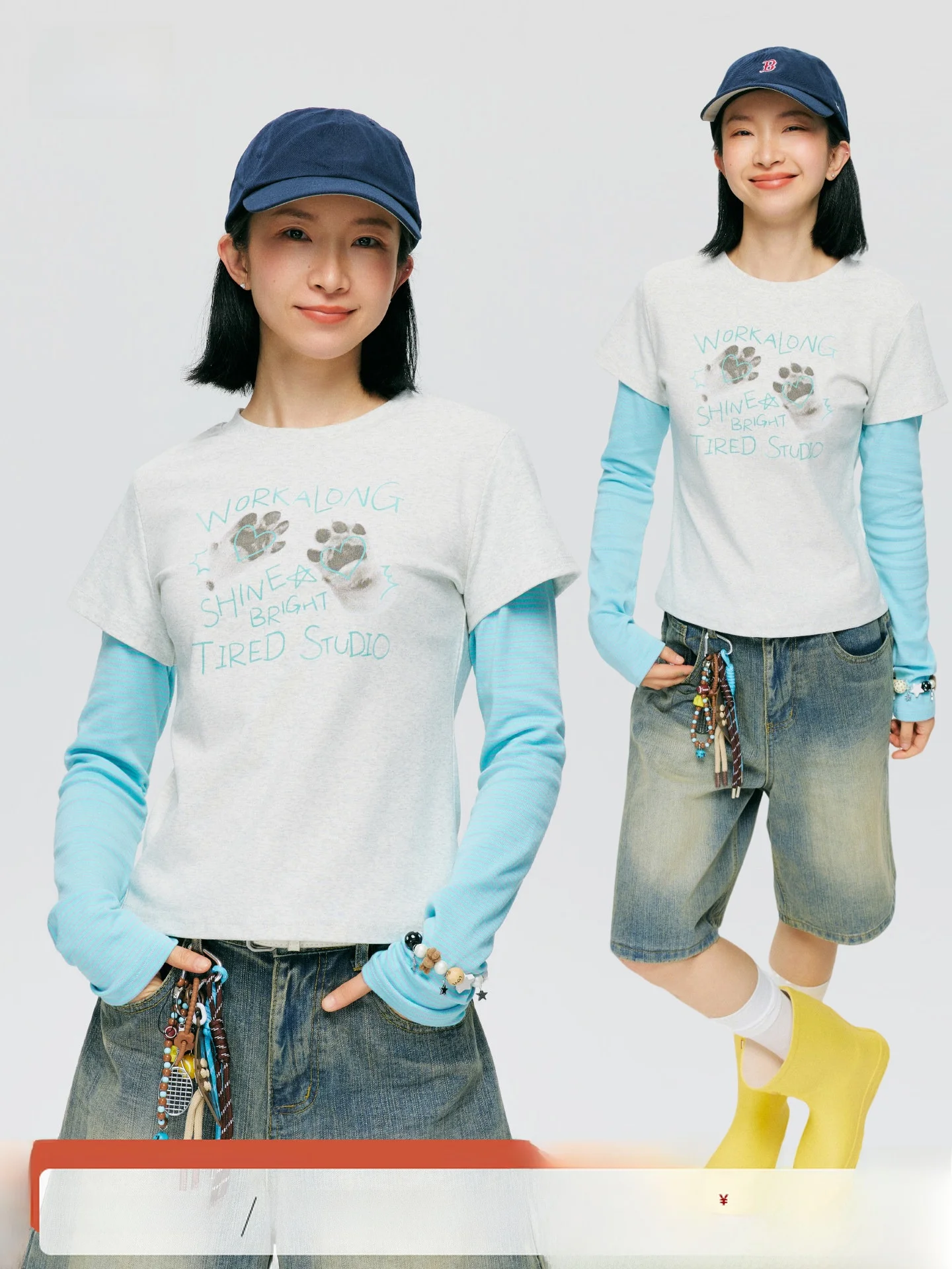 Korean Style Slim Fit Short Sleeve T-Shirt Women's Casual Wear Patchwork Fake Two-Piece Top Shoulder Width Regular round Neck
Korean Style Slim Fit Short Sleeve T-Shirt Women's Casual Wear Patchwork Fake Two-Piece Top Shoulder Width Regular round Neck