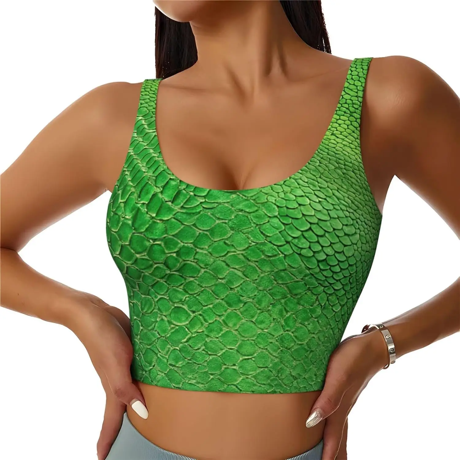 Green Snakeskin Print Women's Sports Vest Dance Yoga Vest Printed Sports Bra Top Vest
Green Snakeskin Print Women's Sports Vest Dance Yoga Vest Printed Sports Bra Top Vest