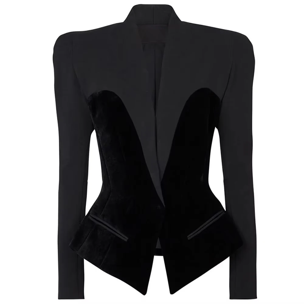 Newest Fall Spring Bodycon Unique Velvet Patchwork Slim Waist High Street Women Black Outdoor Quality Blazers
Newest Fall Spring Bodycon Unique Velvet Patchwork Slim Waist High Street Women Black Outdoor Quality Blazers