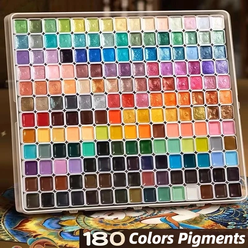60-180color metallic watercolor paint set, portable and lightweight, high solid pigment, starry sky tones, suitable for artists
60-180color metallic watercolor paint set, portable and lightweight, high solid pigment, starry sky tones, suitable for artists